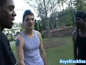 Muscular blacg gay dude fuck white twink with his bbc 19